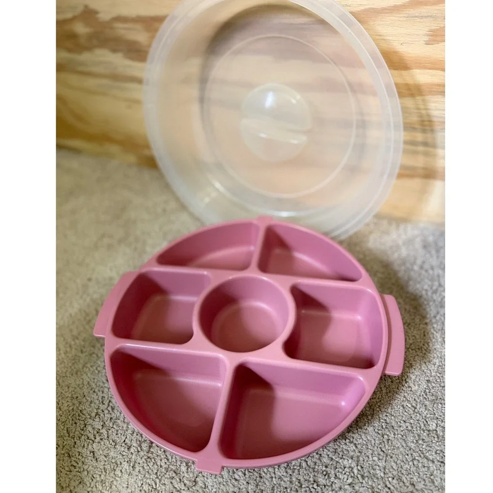 Vintage Rubbermaid Servin Saver 12in Mauve Veggie Dip Tray